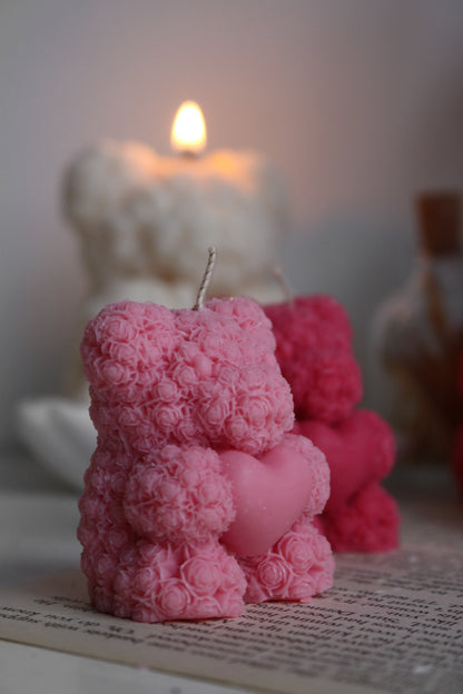 Mini rose bear candle