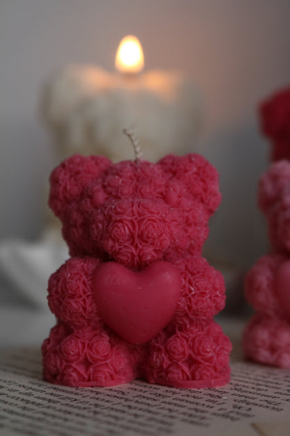 Mini rose bear candle