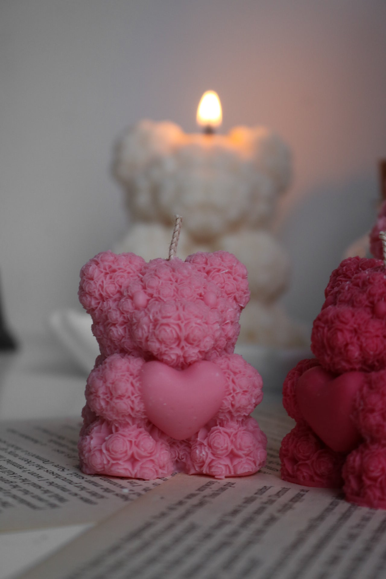 Mini rose bear candle