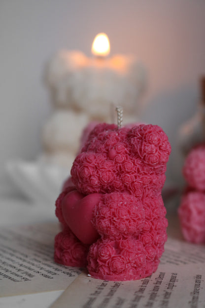 Mini rose bear candle