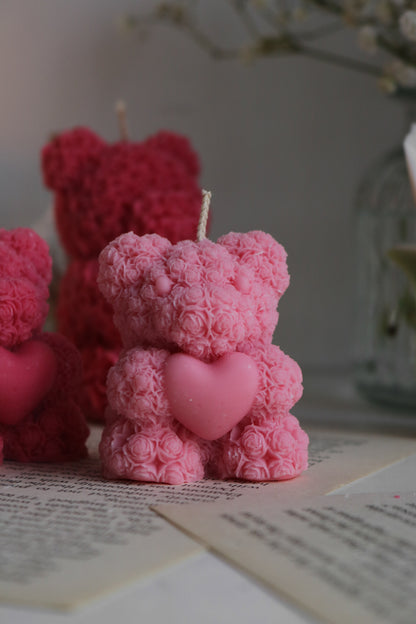 Mini rose bear candle