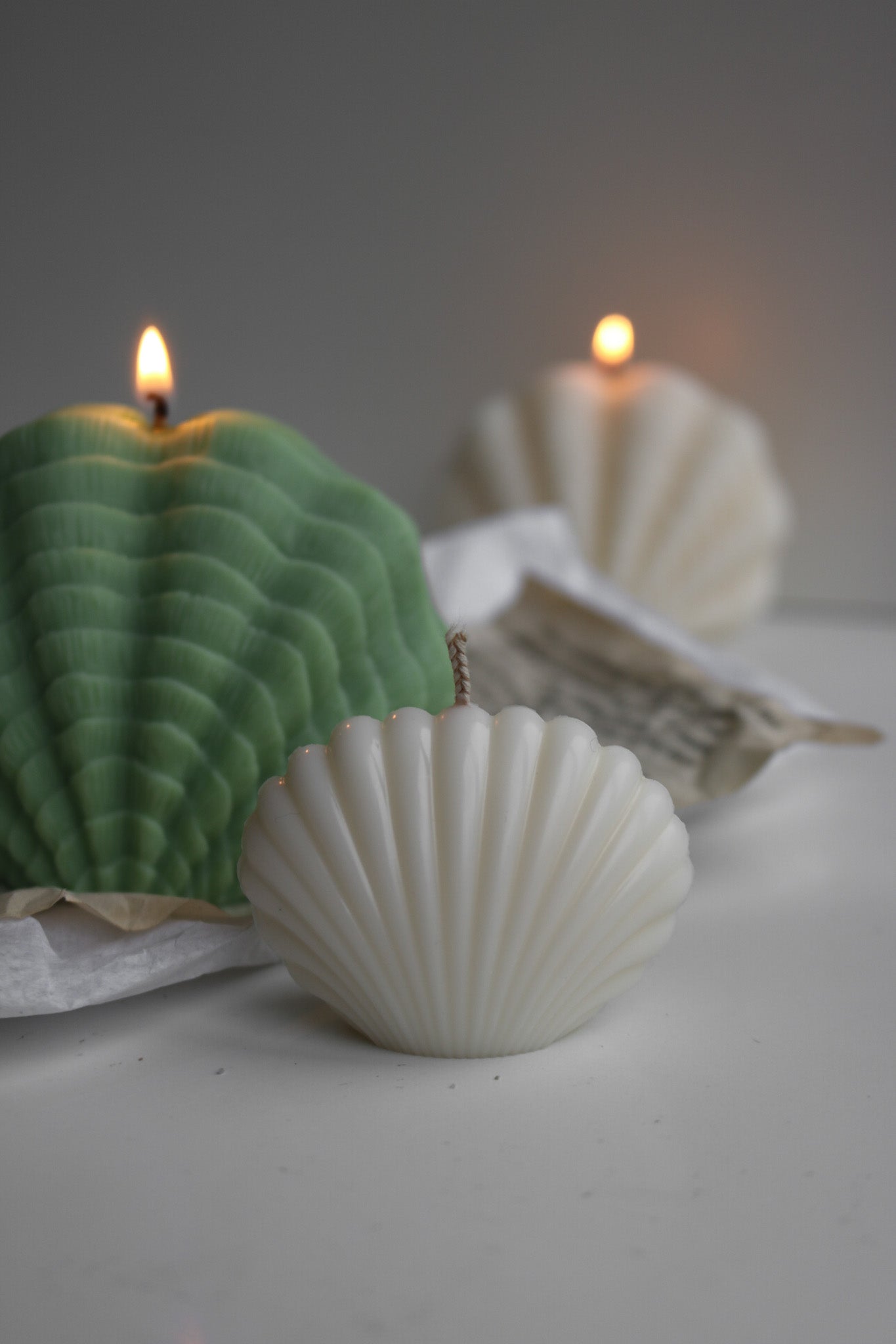 Large decorative shell candle